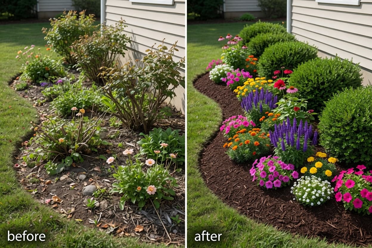 Manicured front lawn with striped mowing